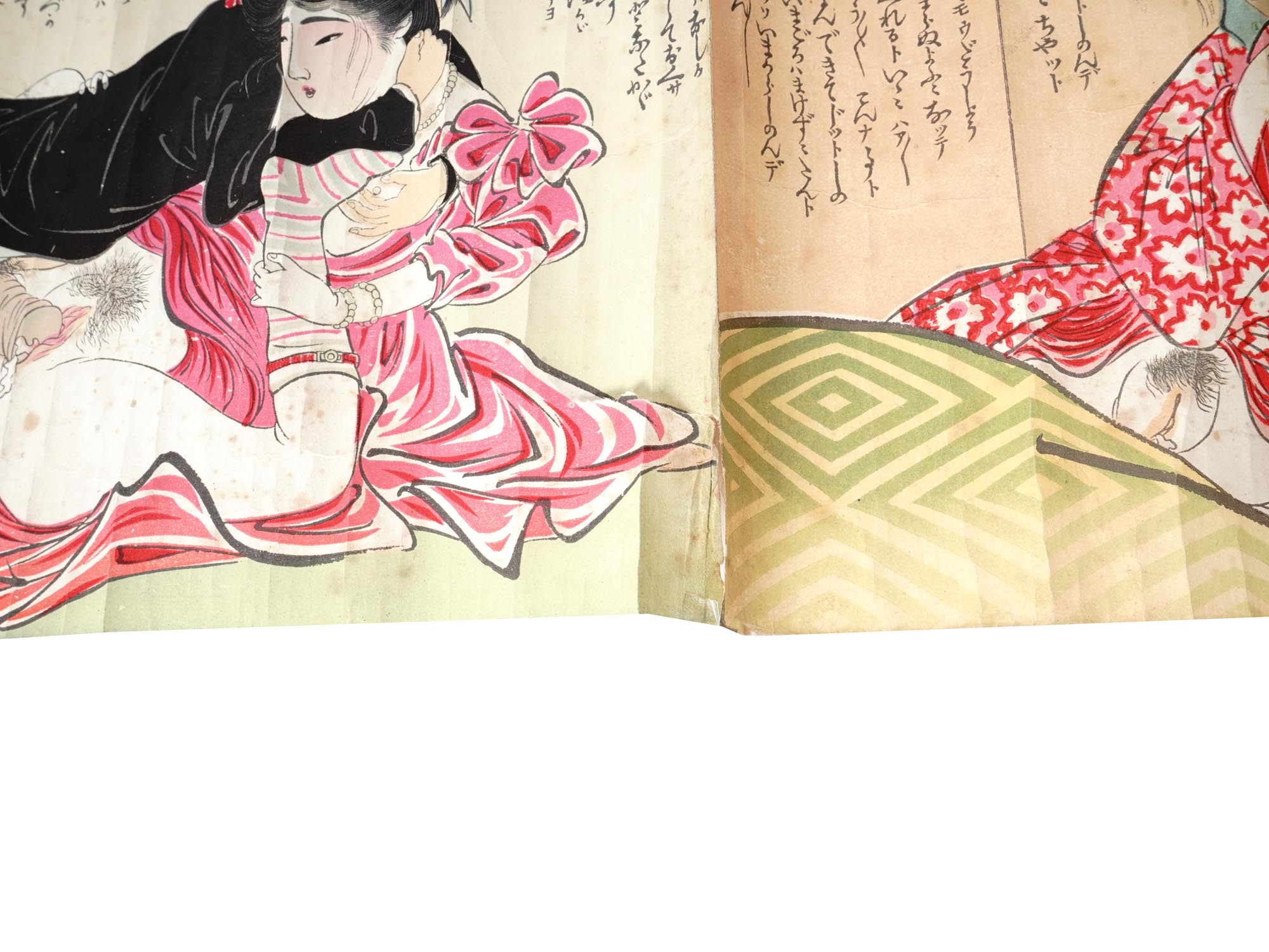 ANTIQUE JAPANESE SHUNGA INK COLOR PAINTING SCROLL PIC-5